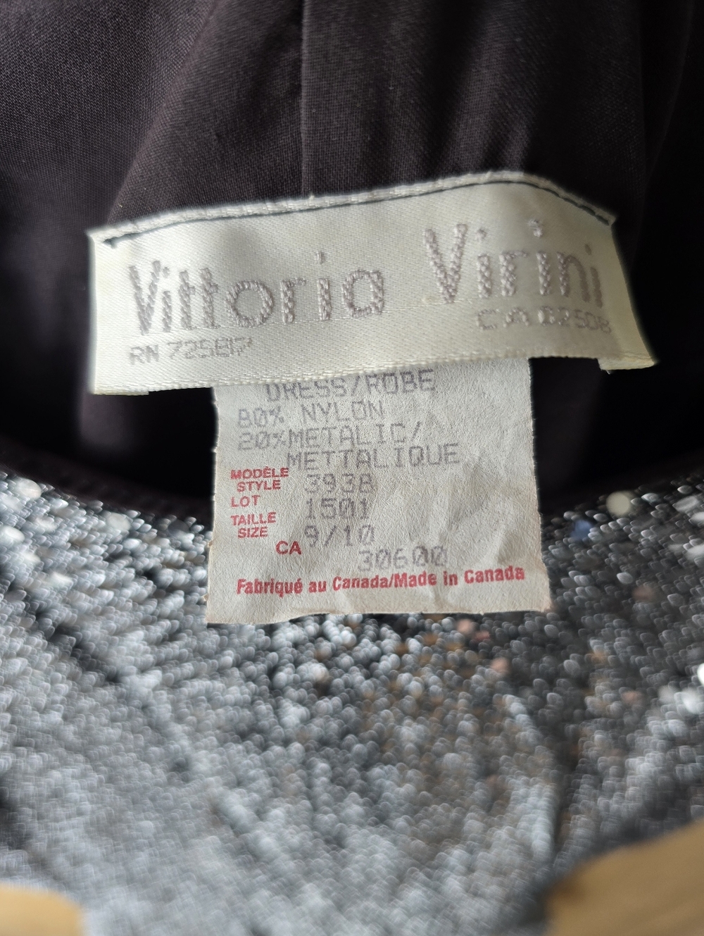 Vintage Vittoria Virini Canada Silver Metallic Mini Party Dress Size 9/10 - Picture 6 of 10